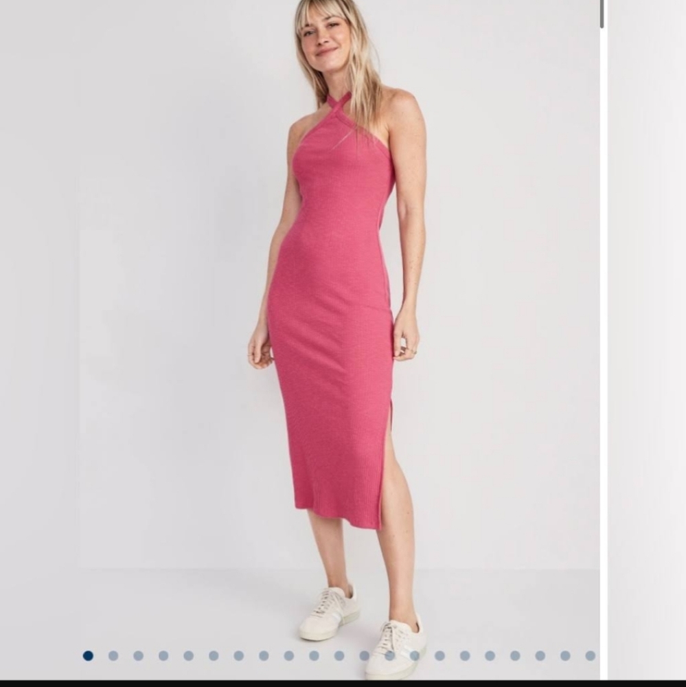 NEW Old Navy Pink Bodycon Halter Dress Women's Size Large